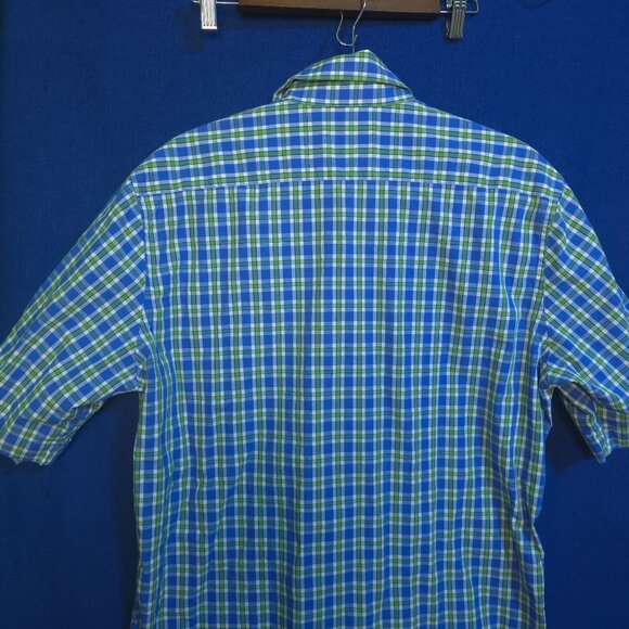 Tailorbyrd Large Tall Blue Green Plaid Short Sleeve Button Down Shirt Mens - Picture 7 of 8